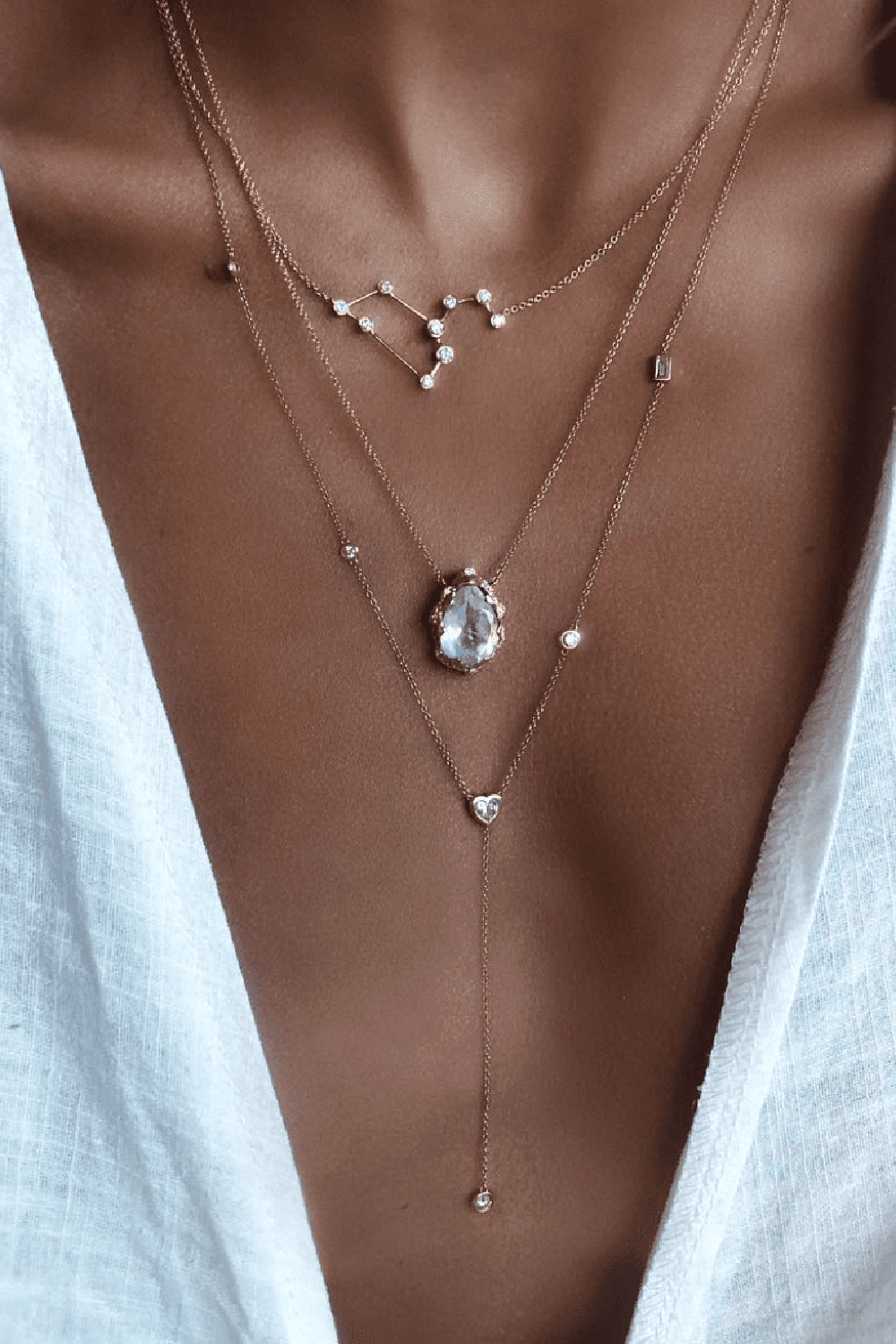 LOGAN HOLLOWELL-Leo Constellation Necklace-YELLOW GOLD