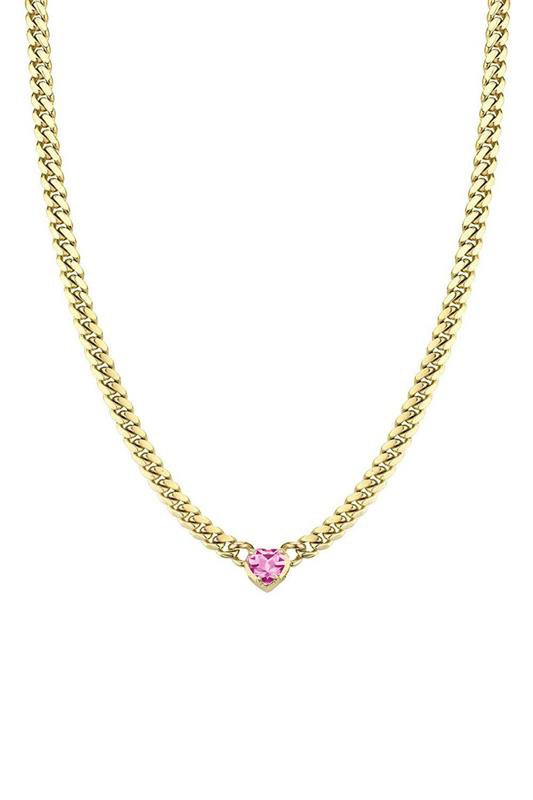 LOGAN HOLLOWELL-Pink Sapphire Cuban Chain Choker Necklace-YELLOW GOLD