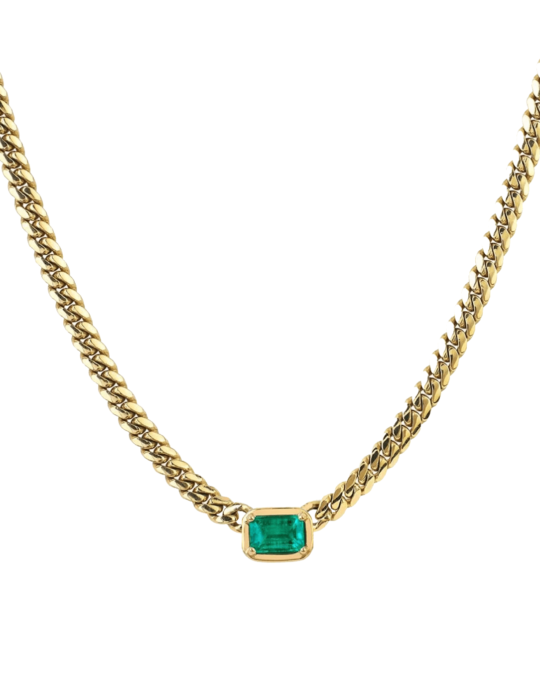 LOGAN HOLLOWELL-Queen Emerald Cuban Link Choker-YELLOW GOLD