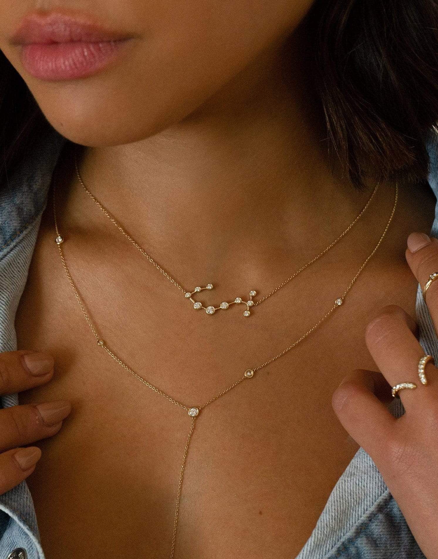 LOGAN HOLLOWELL-Scorpio Diamond Constellation Necklace-YELLOW GOLD
