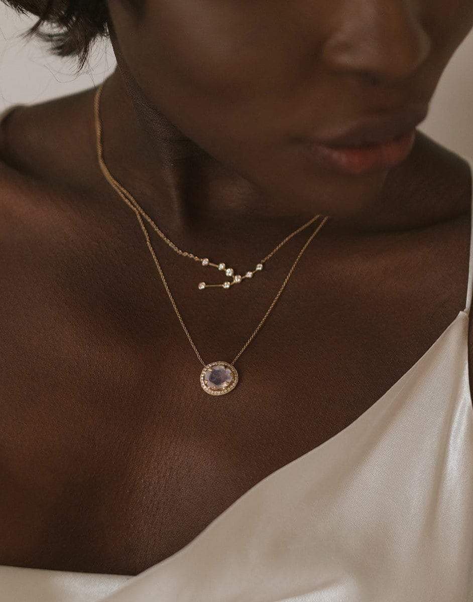 LOGAN HOLLOWELL-Taurus Diamond Constellation Necklace-YELLOW GOLD