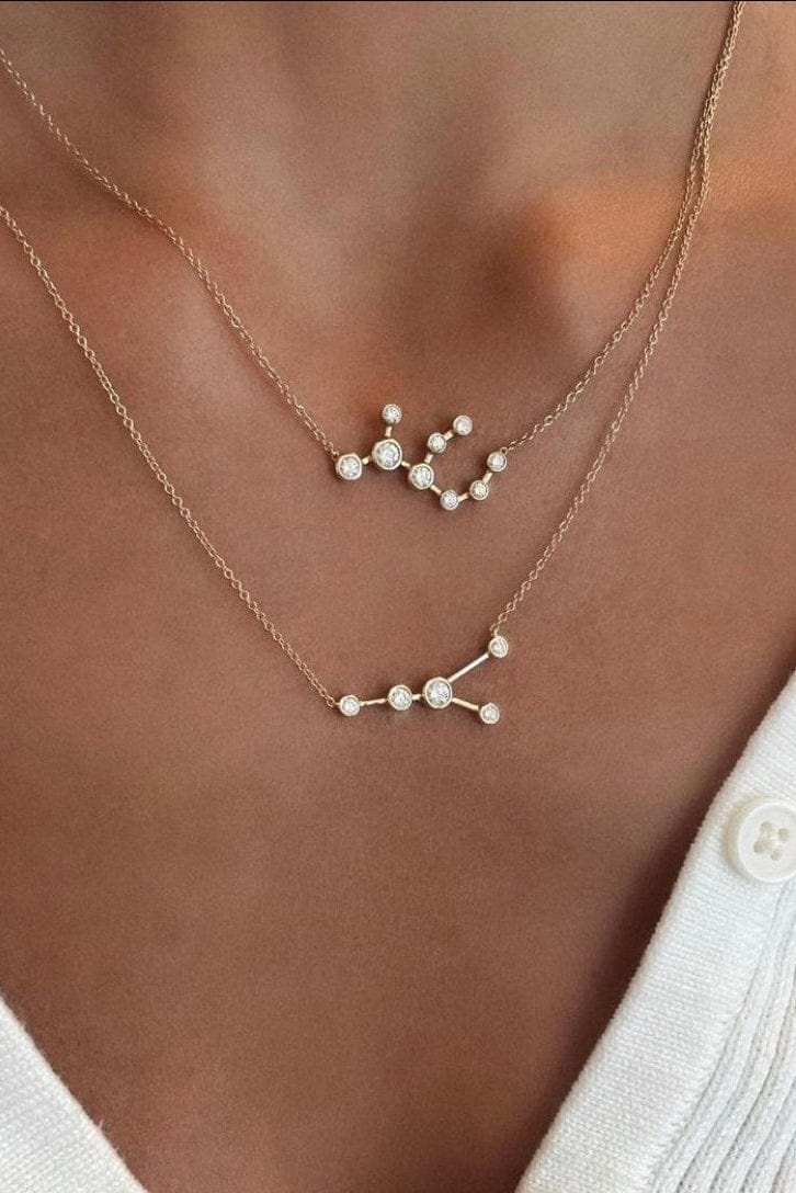LOGAN HOLLOWELL-Virgo Constellation Necklace-YELLOW GOLD