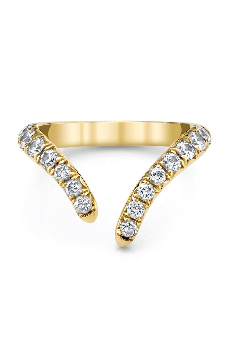 LOGAN HOLLOWELL-French Pavé Diamond Tusk Ring-YELLOW GOLD