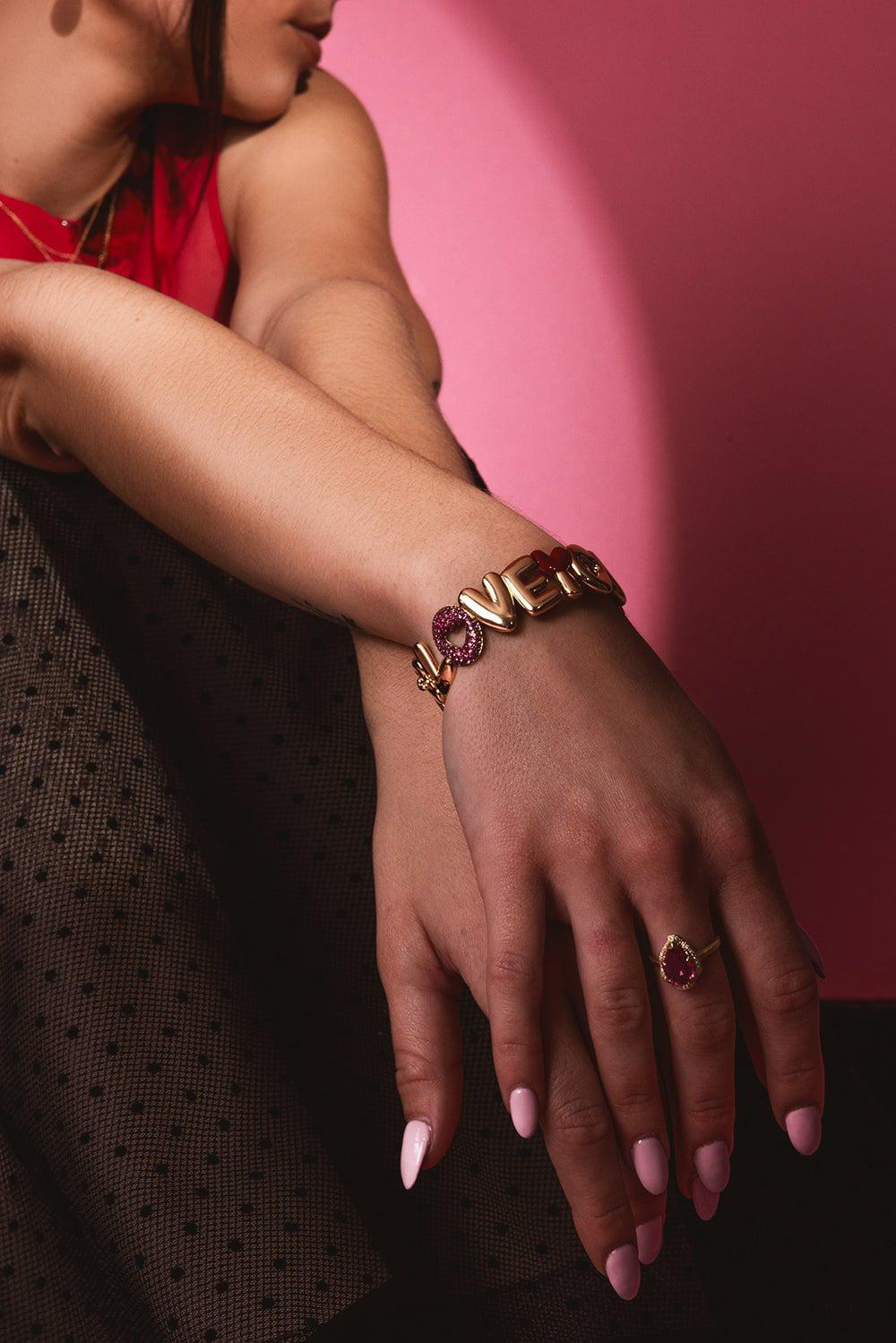 LOGAN HOLLOWELL-Baby Queen Full Pavé Halo Water Drop Pink Sapphire Ring-YELLOW GOLD