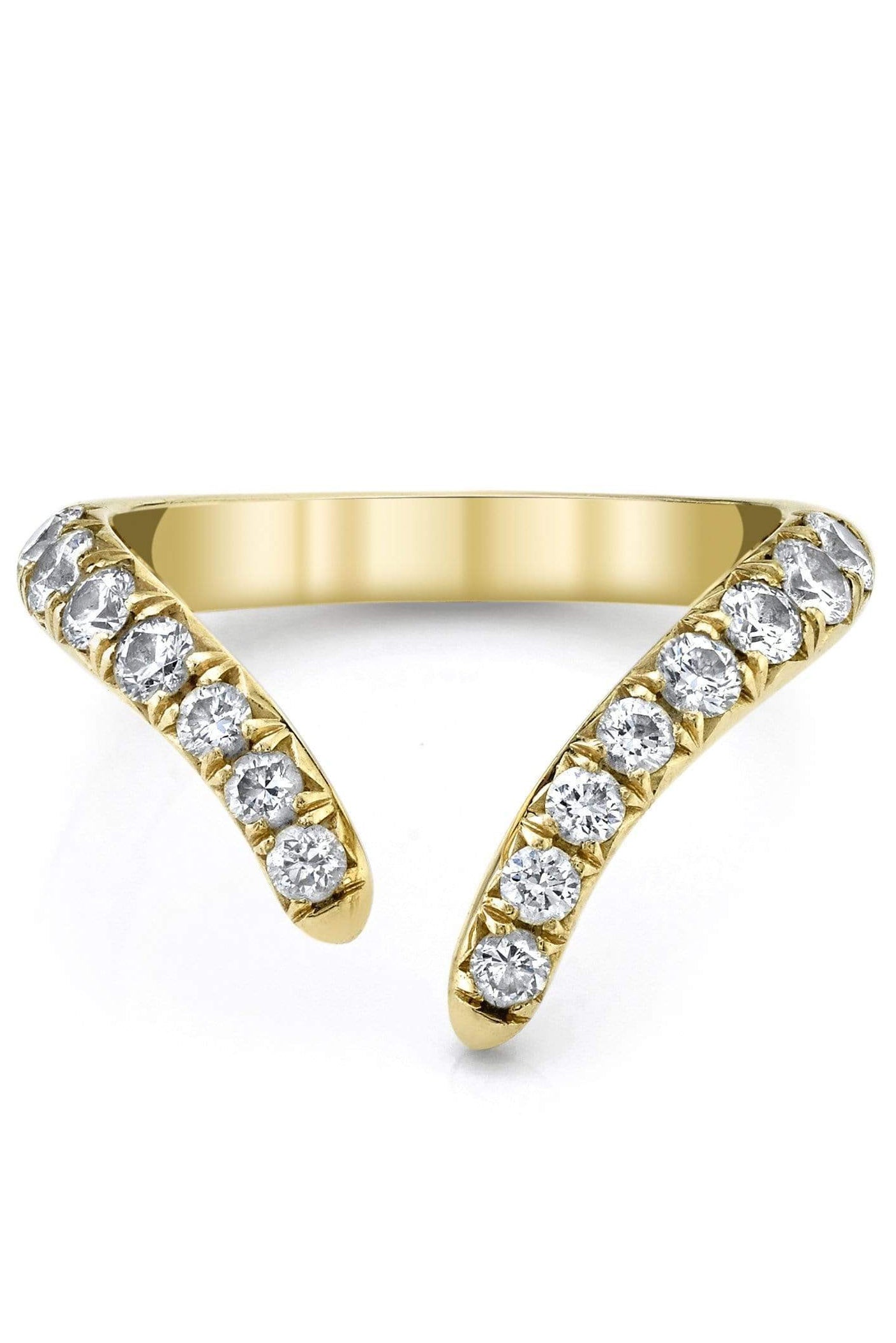 LOGAN HOLLOWELL-French Pavé Diamond Tusk Ring-YELLOW GOLD