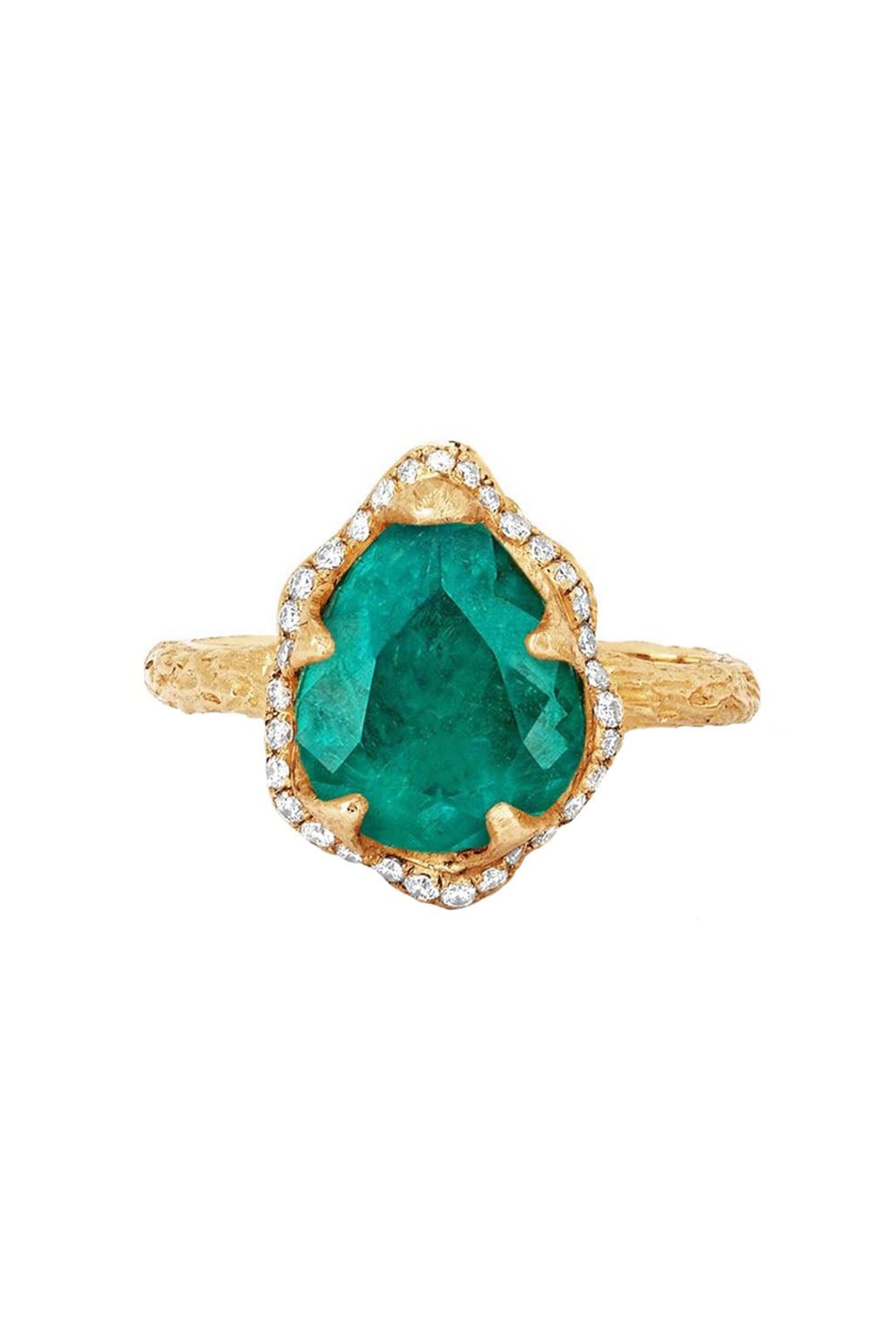 LOGAN HOLLOWELL-Baby Queen Emerald Full Pave Ring-YELLOW GOLD