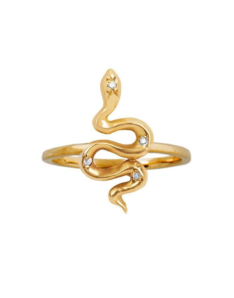LOGAN HOLLOWELL-Baby Kundalini Diamond Snake Ring-YELLOW GOLD