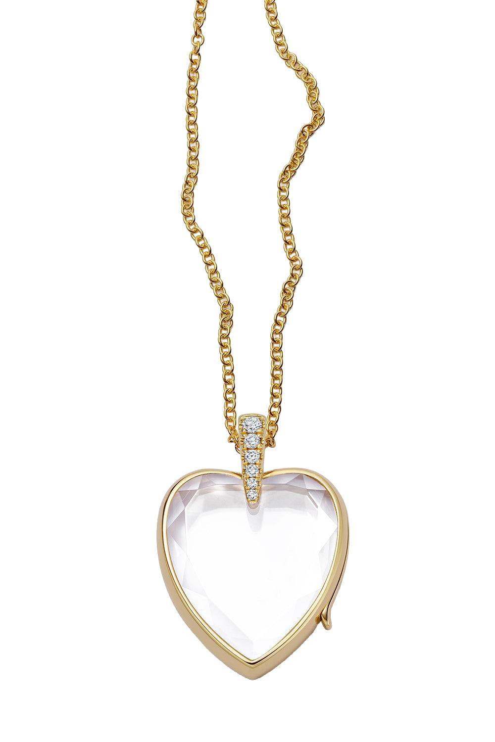 Diamond Amate Heart Locket Rolo Chain Necklace-YELLOW GOLD-18-JEWELRYFINE JEWELNECKLACE O-LOQUET