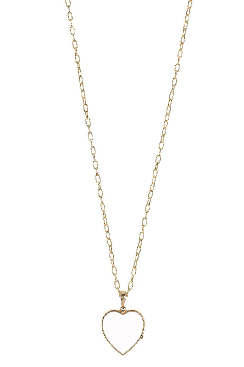 Large Heart Paperclip Locket Necklace-YELLOW GOLD-18-JEWELRYFINE JEWELNECKLACE O-LOQUET