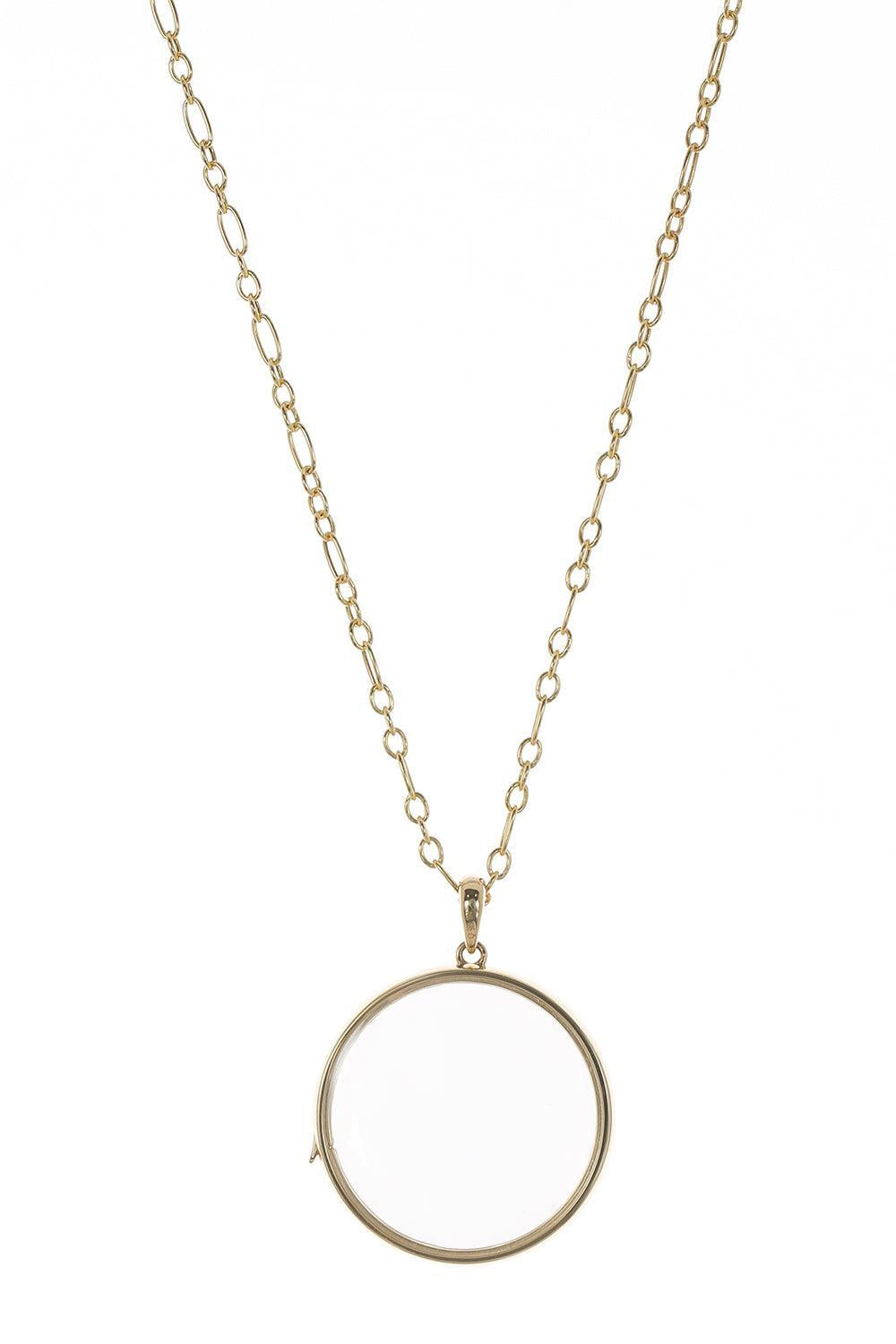 Large Round Paperclip Locket Necklace-YELLOW GOLD-18-JEWELRYFINE JEWELNECKLACE O-LOQUET