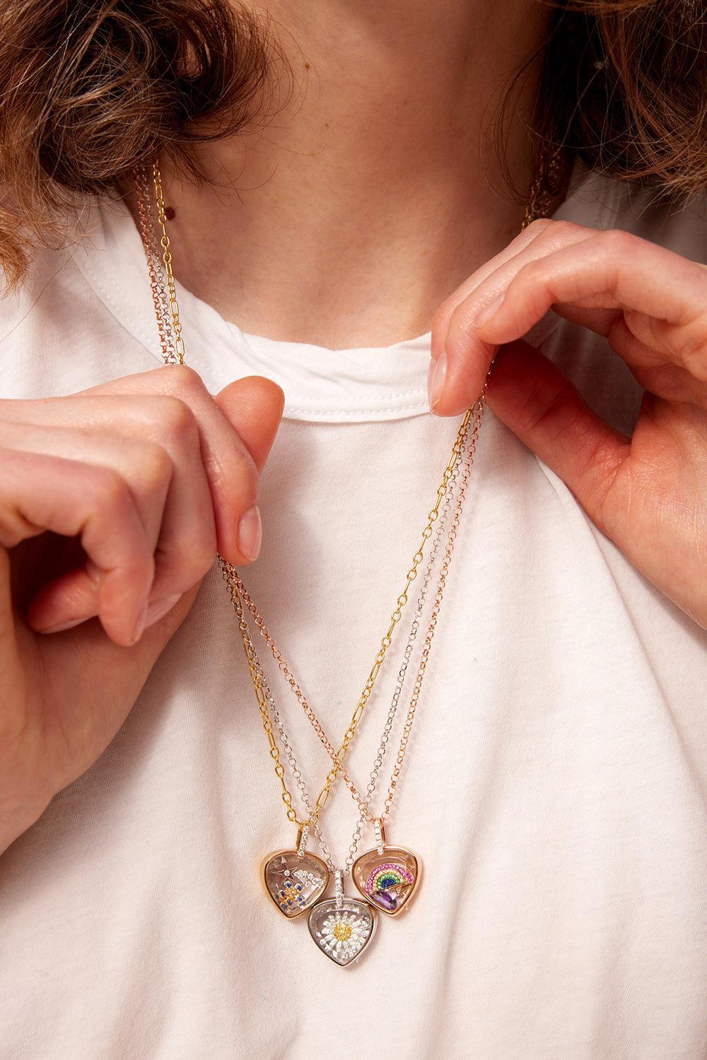 Midi Heart Locket Pendant Neklace-YELLOW GOLD-18-JEWELRYFINE JEWELNECKLACE O-LOQUET