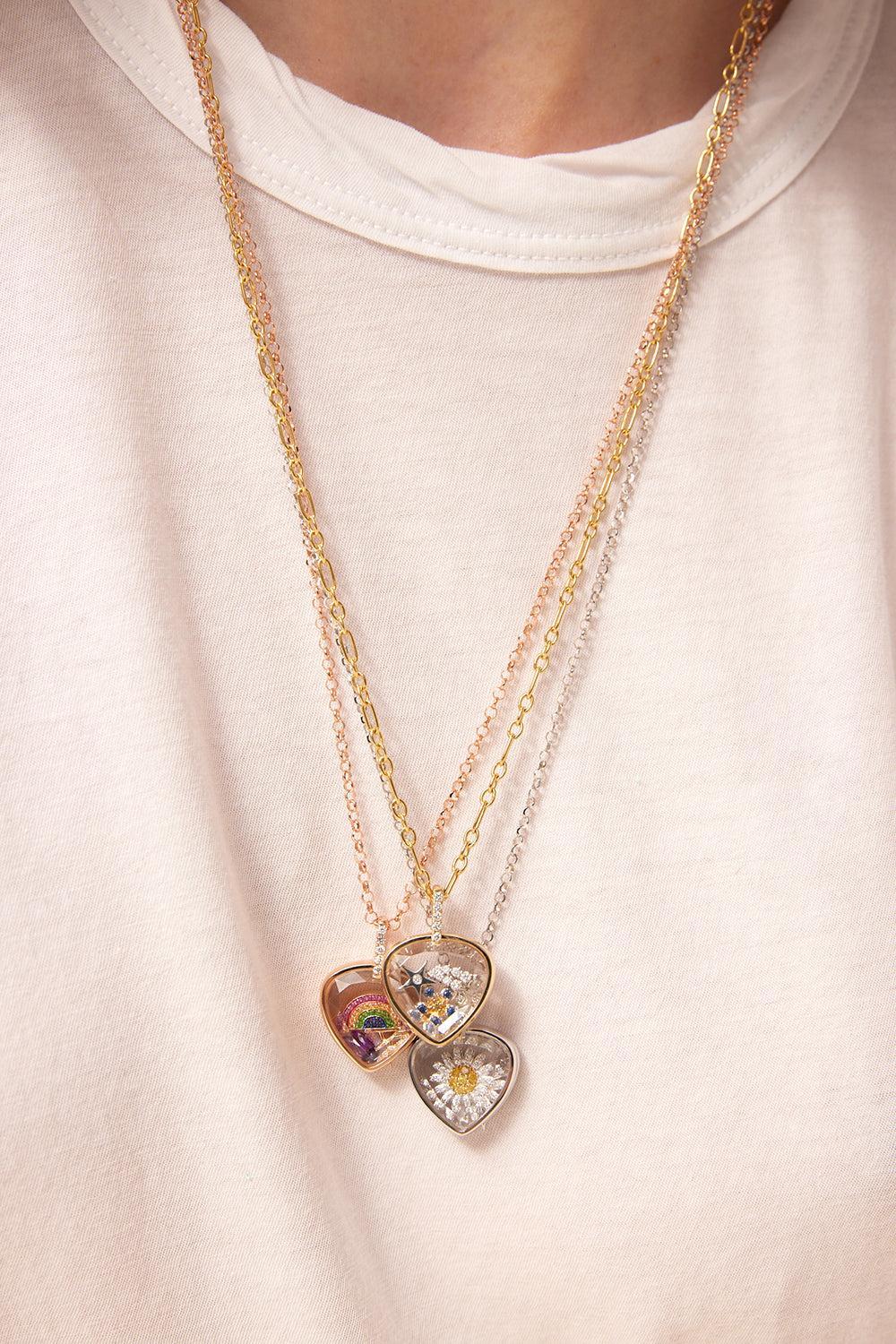 Midi Heart Locket Pendant Neklace-YELLOW GOLD-18-JEWELRYFINE JEWELNECKLACE O-LOQUET