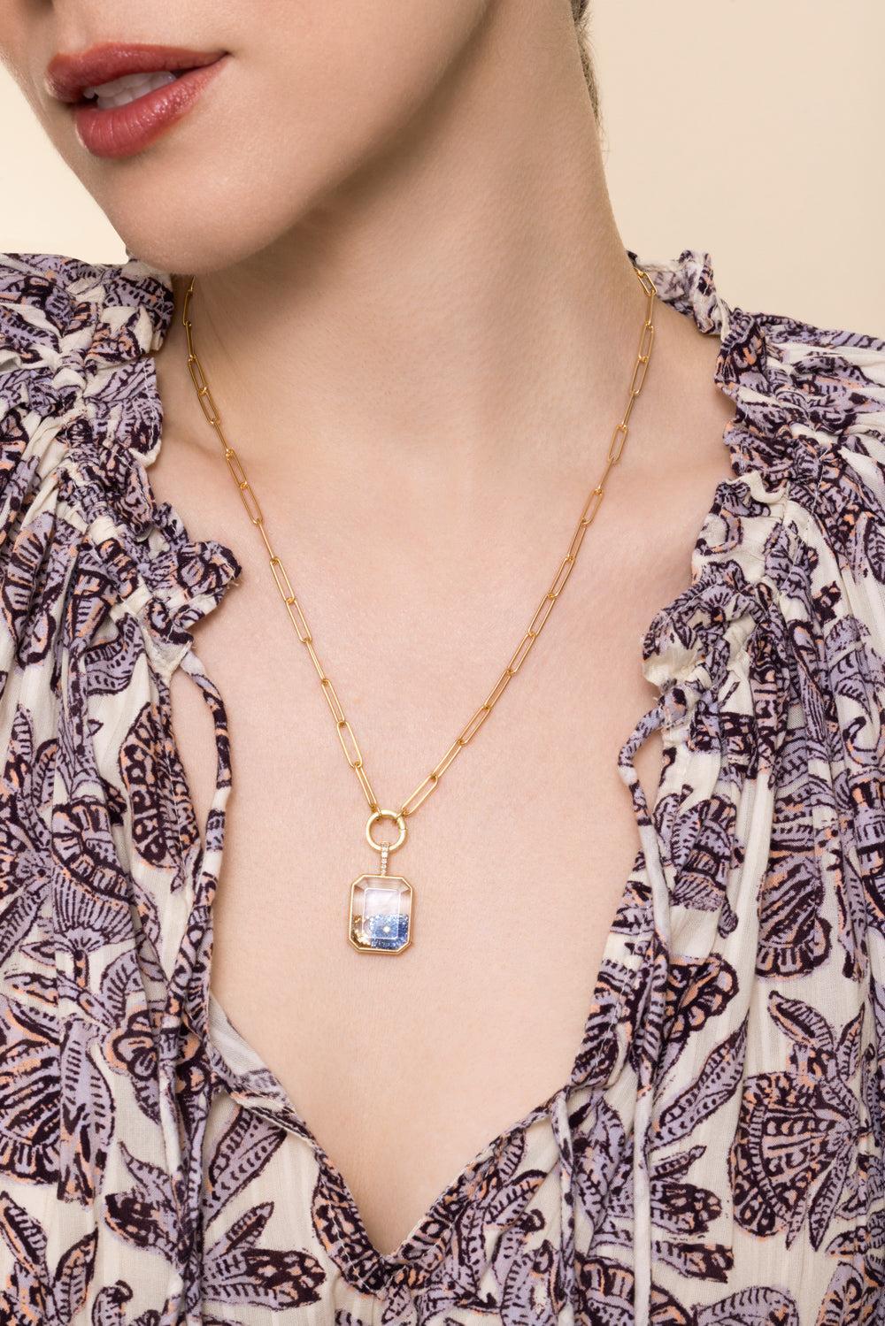 Diamond Baguette Paperclip Necklace-YELLOW GOLD-22-JEWELRYFINE JEWELNECKLACE O-LOQUET