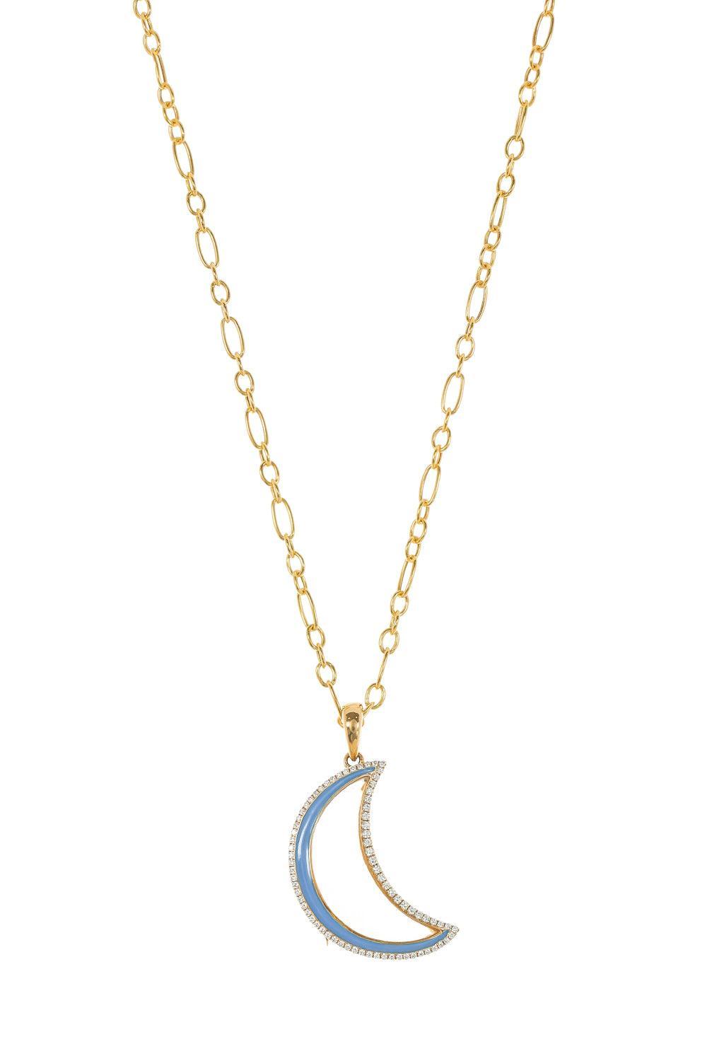 Diamond Lunar Crescent Moon Locket Necklace-YELLOW GOLD-22-JEWELRYFINE JEWELNECKLACE O-LOQUET