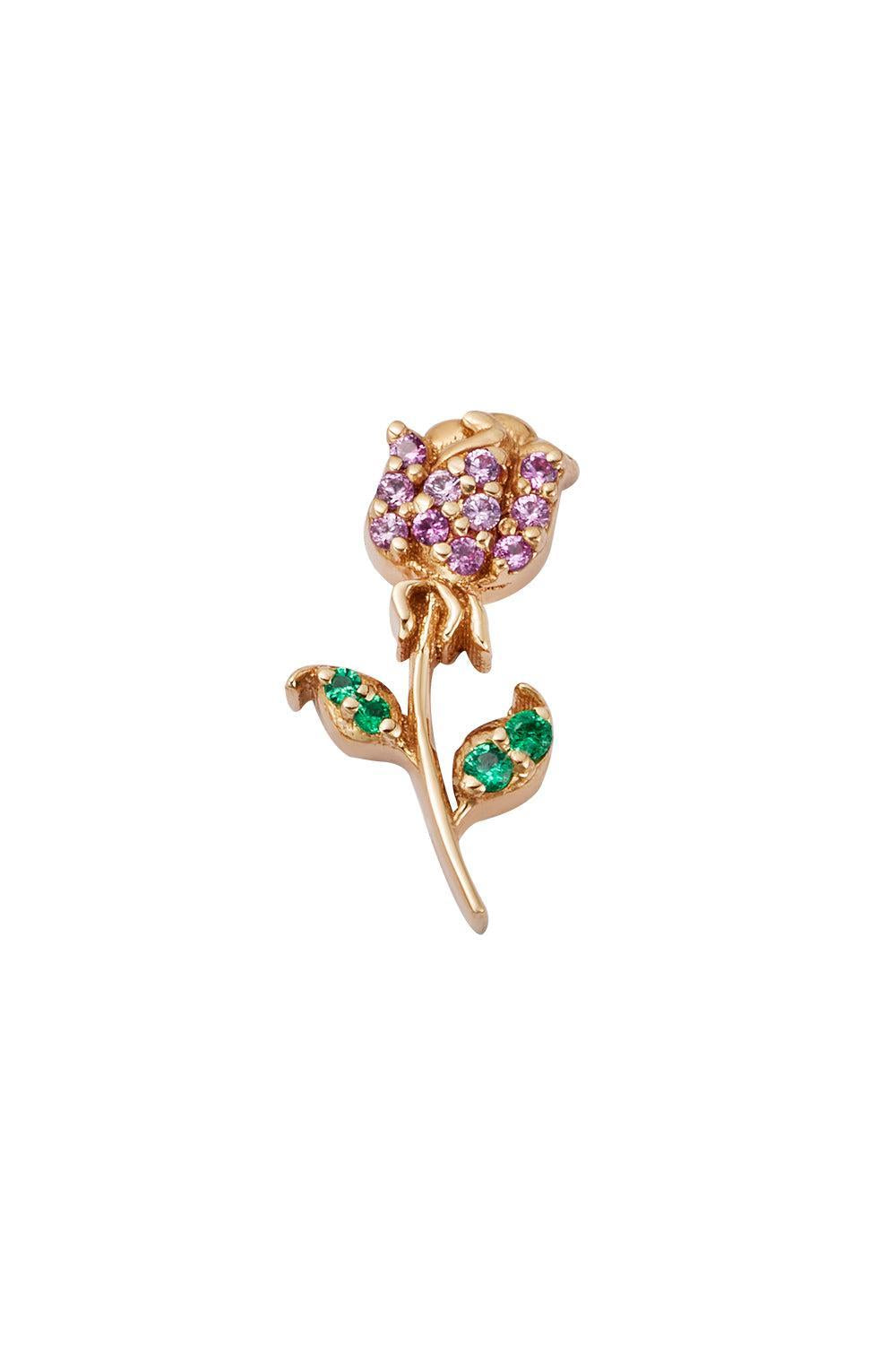 Pink Sapphire Rose Charm-ROSE GOLD-JEWELRYFINE JEWELPENDANT-LOQUET