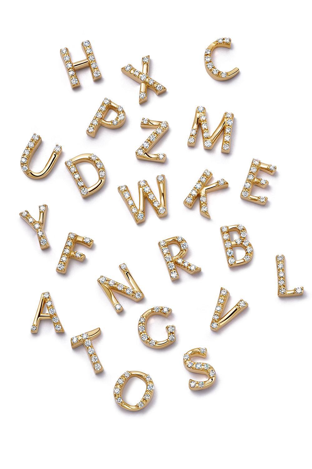 Diamond Letter Charm-YELLOW GOLD-A-JEWELRYFINE JEWELPENDANT-LOQUET