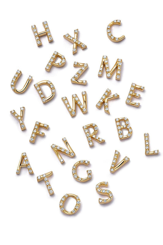 Diamond Letter Charm-YELLOW GOLD-A-JEWELRYFINE JEWELPENDANT-LOQUET