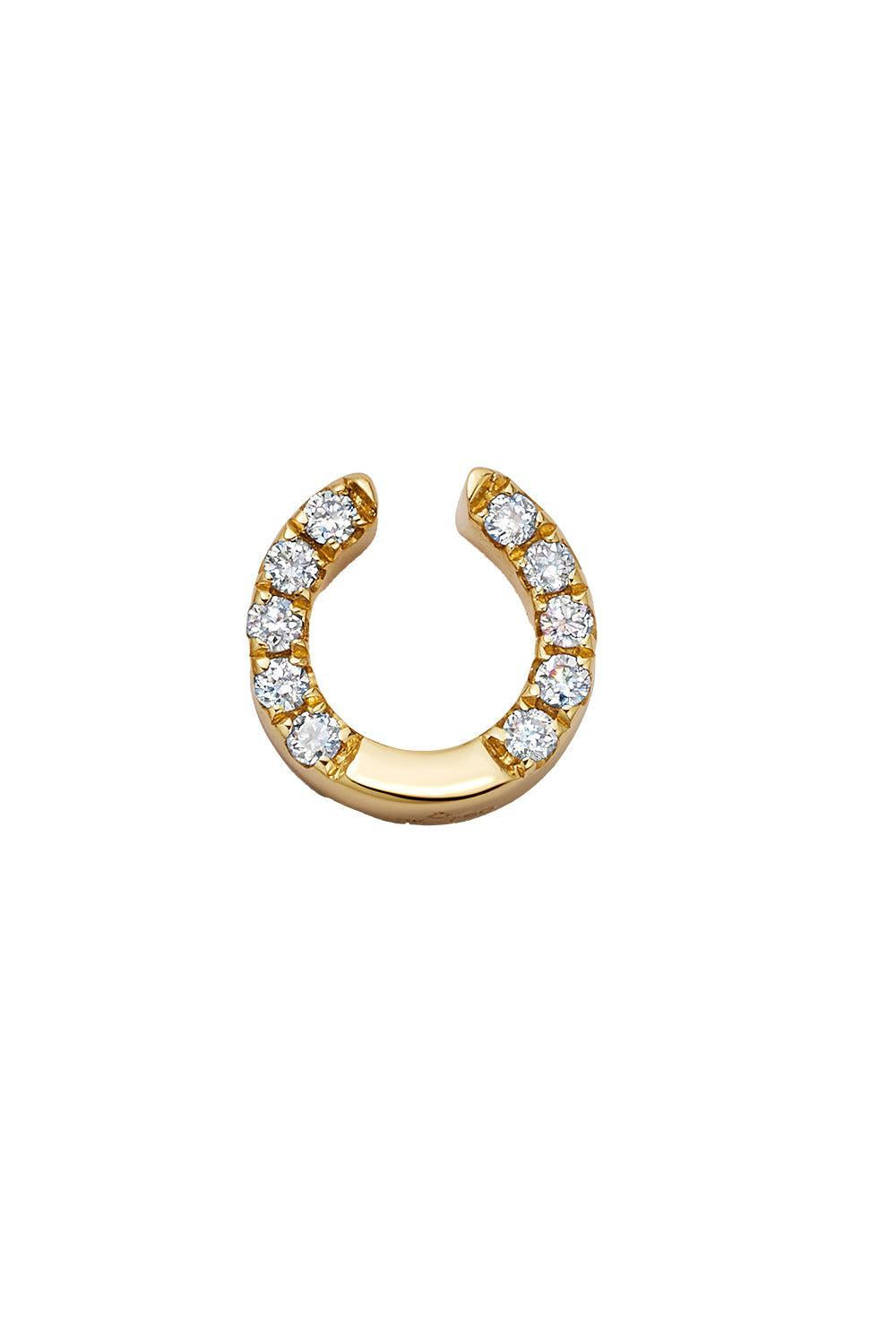Diamond Lucky Horseshoe Charm-YELLOW GOLD-JEWELRYFINE JEWELPENDANT-LOQUET