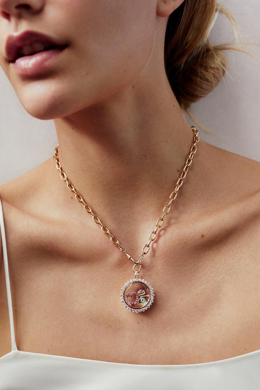 Large Evil Eye Charm-YELLOW GOLD-JEWELRYFINE JEWELPENDANT-LOQUET