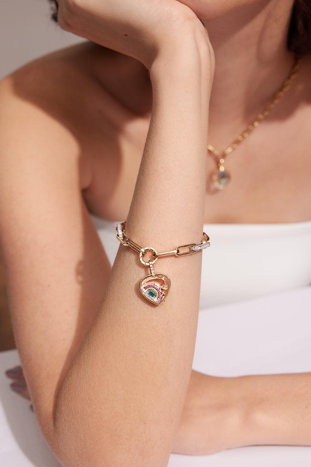 Large Sapphire Rainbow Charm-YELLOW GOLD-JEWELRYFINE JEWELPENDANT-LOQUET