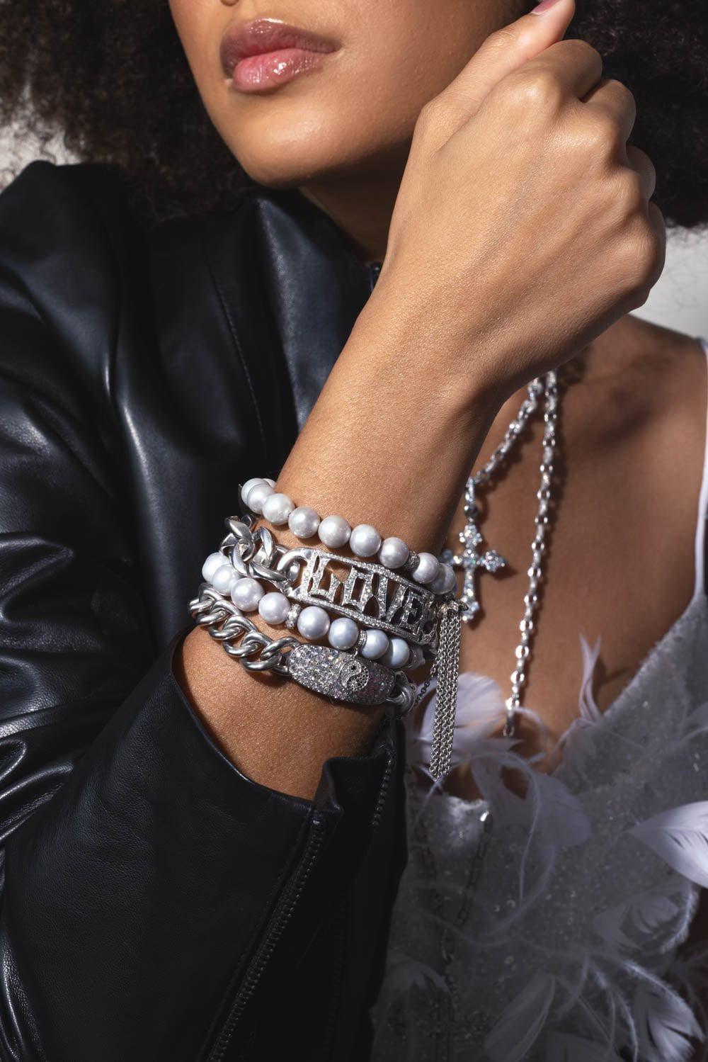 LOREE RODKIN-Diamond ID Link Bracelet-SILVER