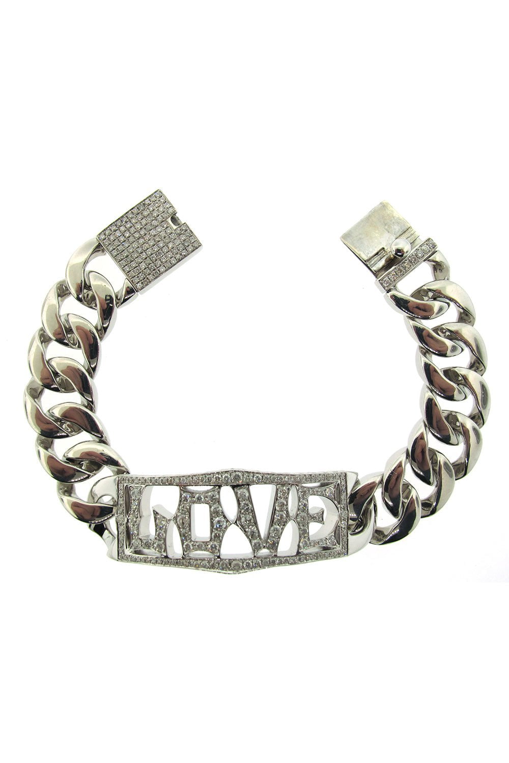 LOREE RODKIN-Diamond Love ID Bracelet-WHITE GOLD