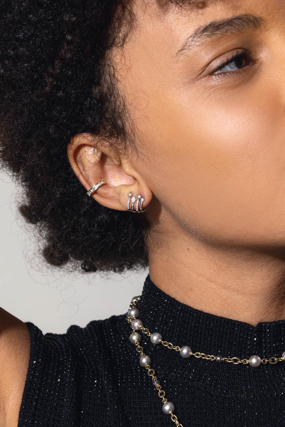 LOREE RODKIN-4 Prong Gothic Ear Cuff-WHITE GOLD