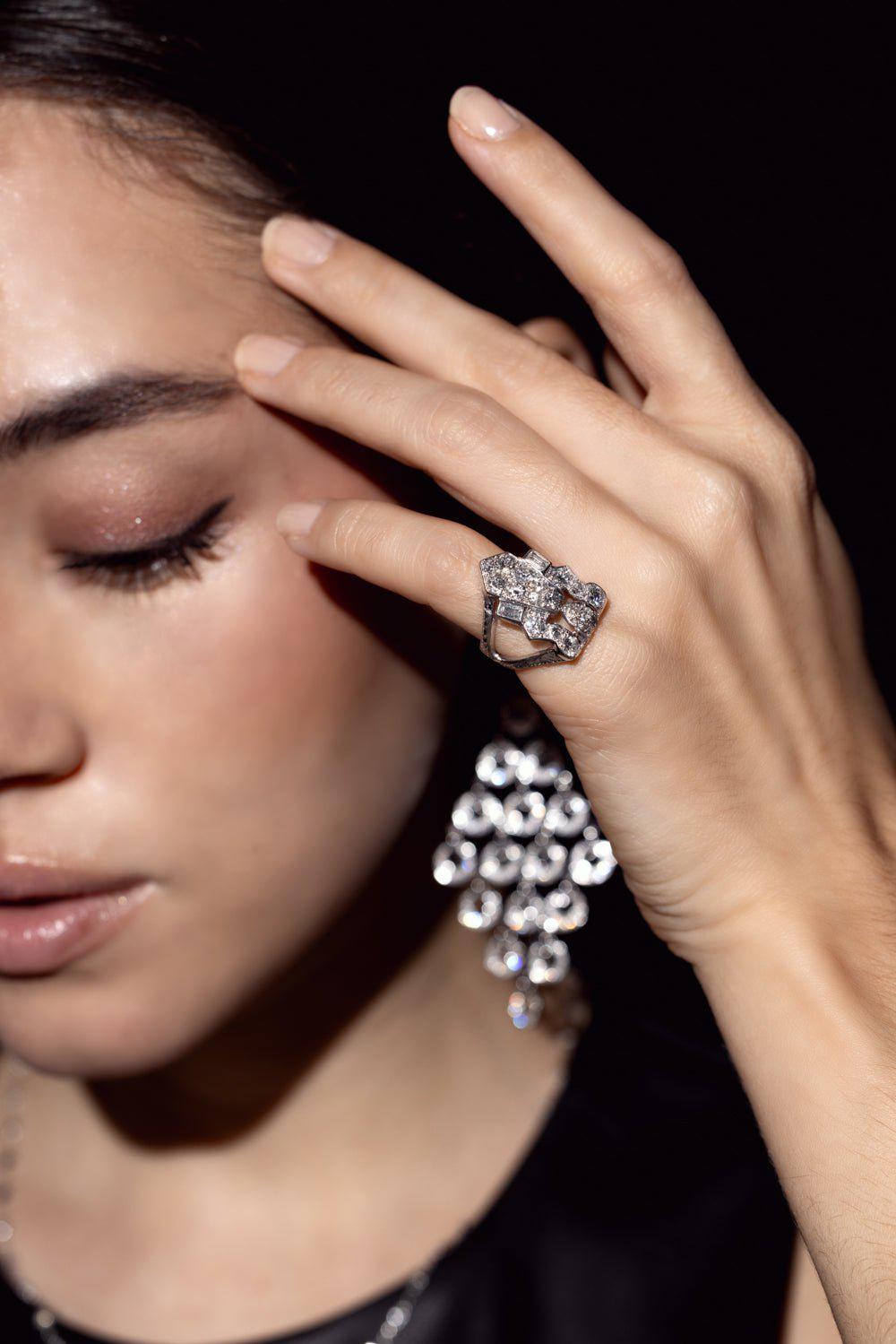 LOREE RODKIN-Diamond Chandelier Earrings-WHITE GOLD