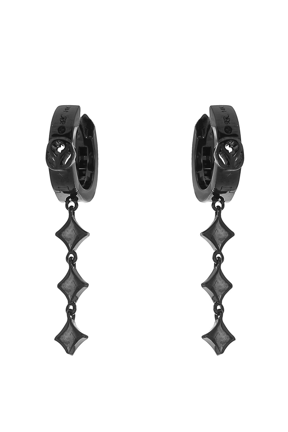 LOREE RODKIN-Tiny Round Baguette Hoop Earrings-WHITE GOLD