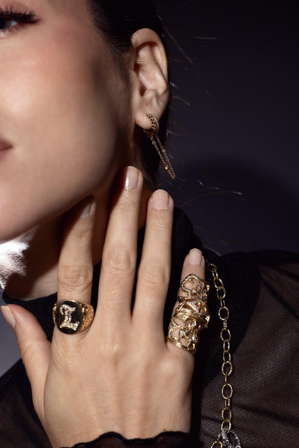 LOREE RODKIN-Double Round Split Hoop Earrings-YELLOW GOLD