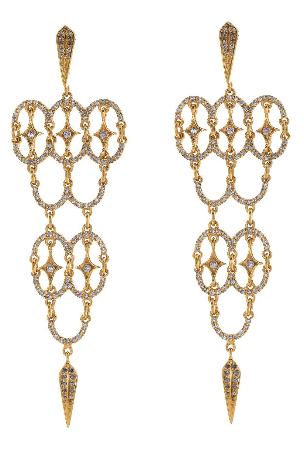 LOREE RODKIN-Double Tier Polina Earrings-YELLOW GOLD