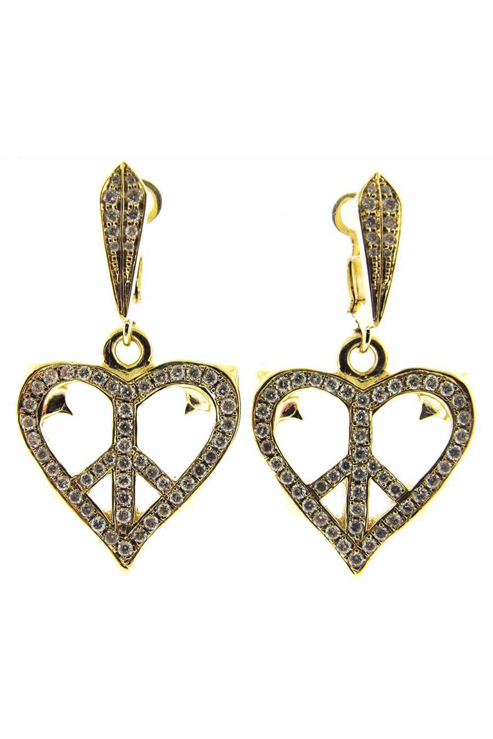 LOREE RODKIN-Small Diamond Heart Earrings-YELLOW GOLD