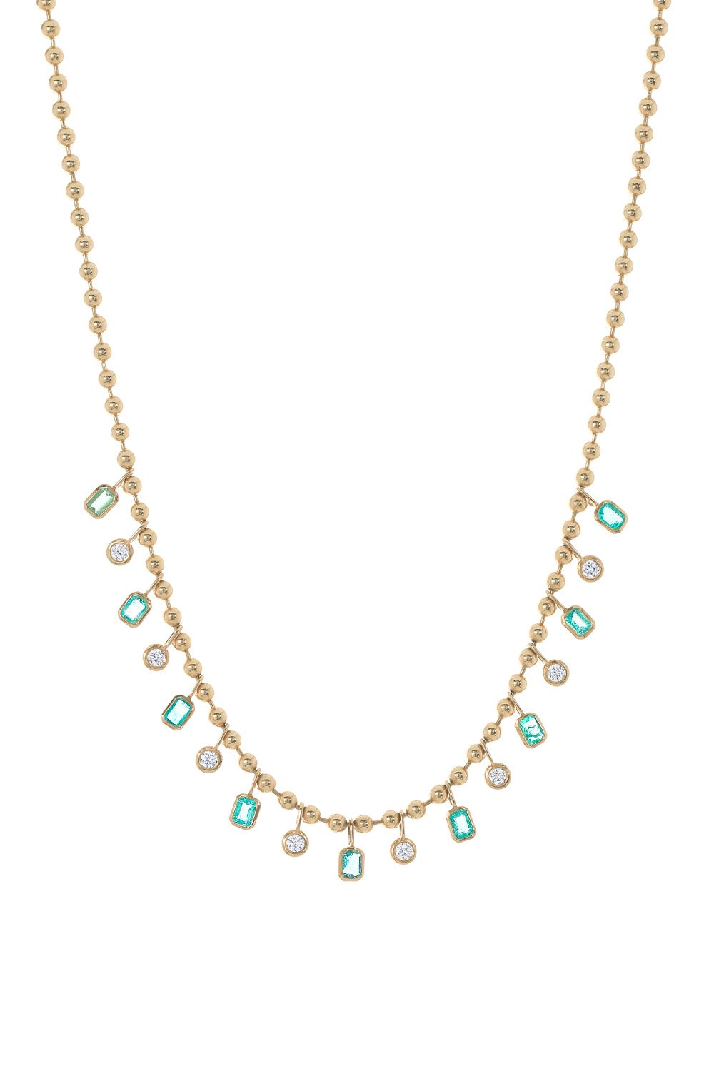 LOREE RODKIN-Emerald Diamond Bezel Charm Necklace-YELLOW GOLD