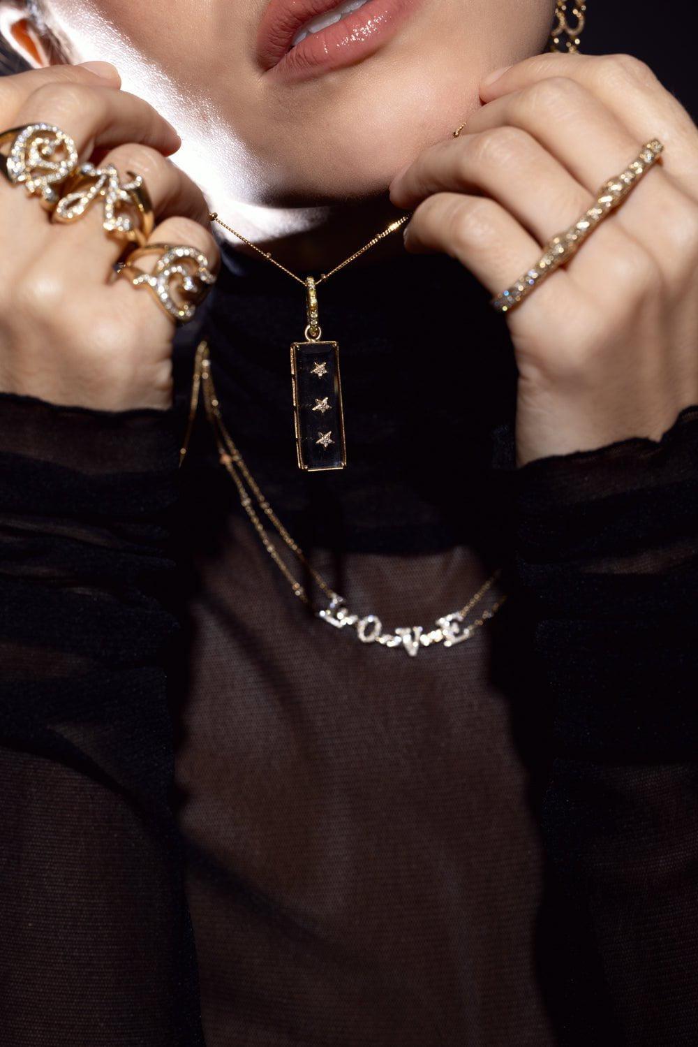 LOREE RODKIN-Erica Multi Bead Tiny Chain Necklace-YELLOW GOLD