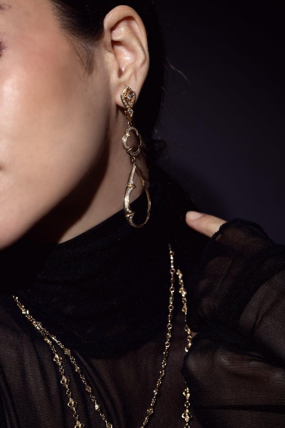 LOREE RODKIN-Mix Shaped Cross Link Chain Necklace-YELLOW GOLD