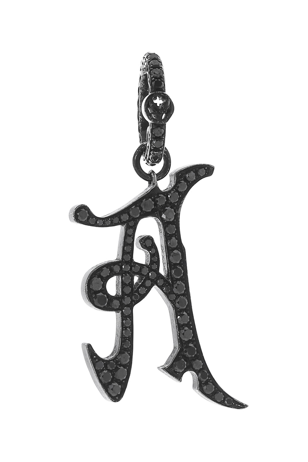 LOREE RODKIN-Gothic Letter Pendant-WHITE GOLD