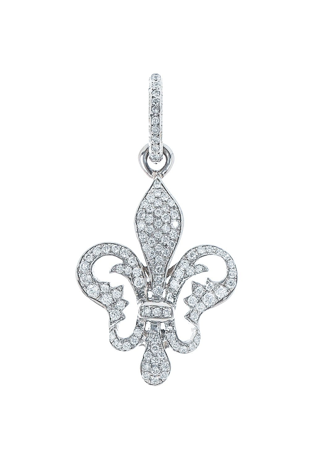 LOREE RODKIN-Elizabethan Diamond Fluer De Lis Pendant-WHITE GOLD