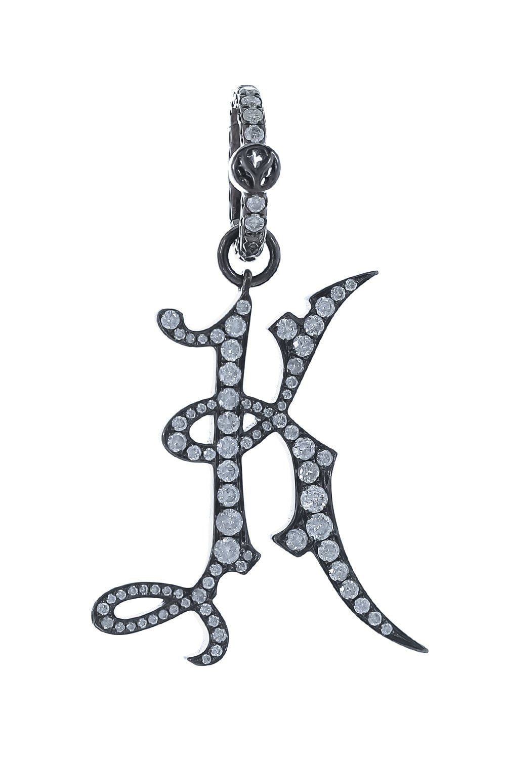 LOREE RODKIN-Gothic Letter Pendant-WHITE GOLD