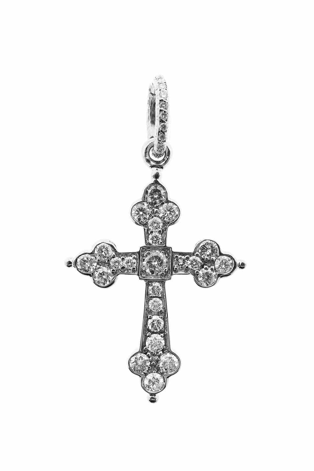 LOREE RODKIN-Large Gothic Diamond Cross Pendant-WHITE GOLD