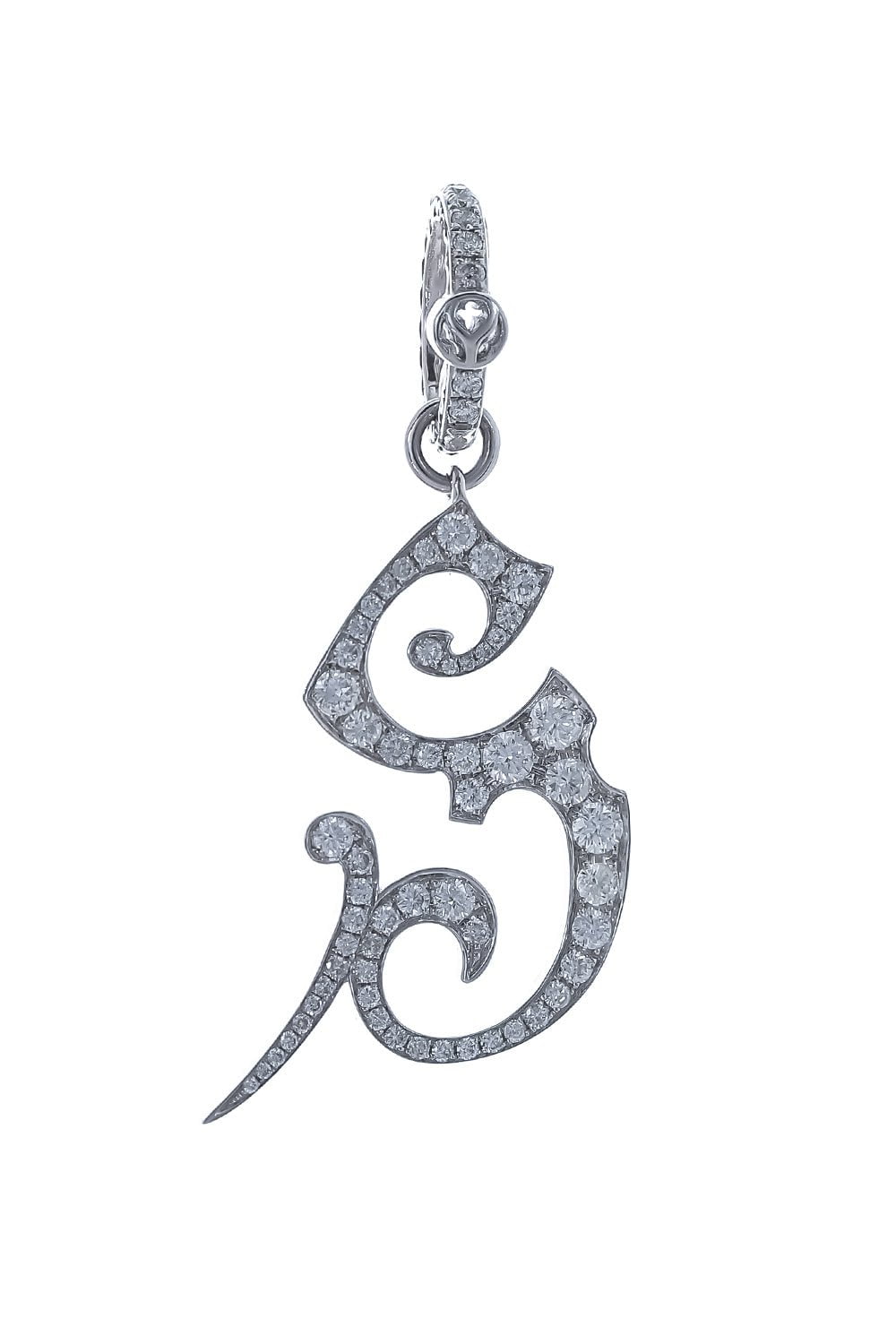 LOREE RODKIN-Gothic Letter Pendant-WHITE GOLD