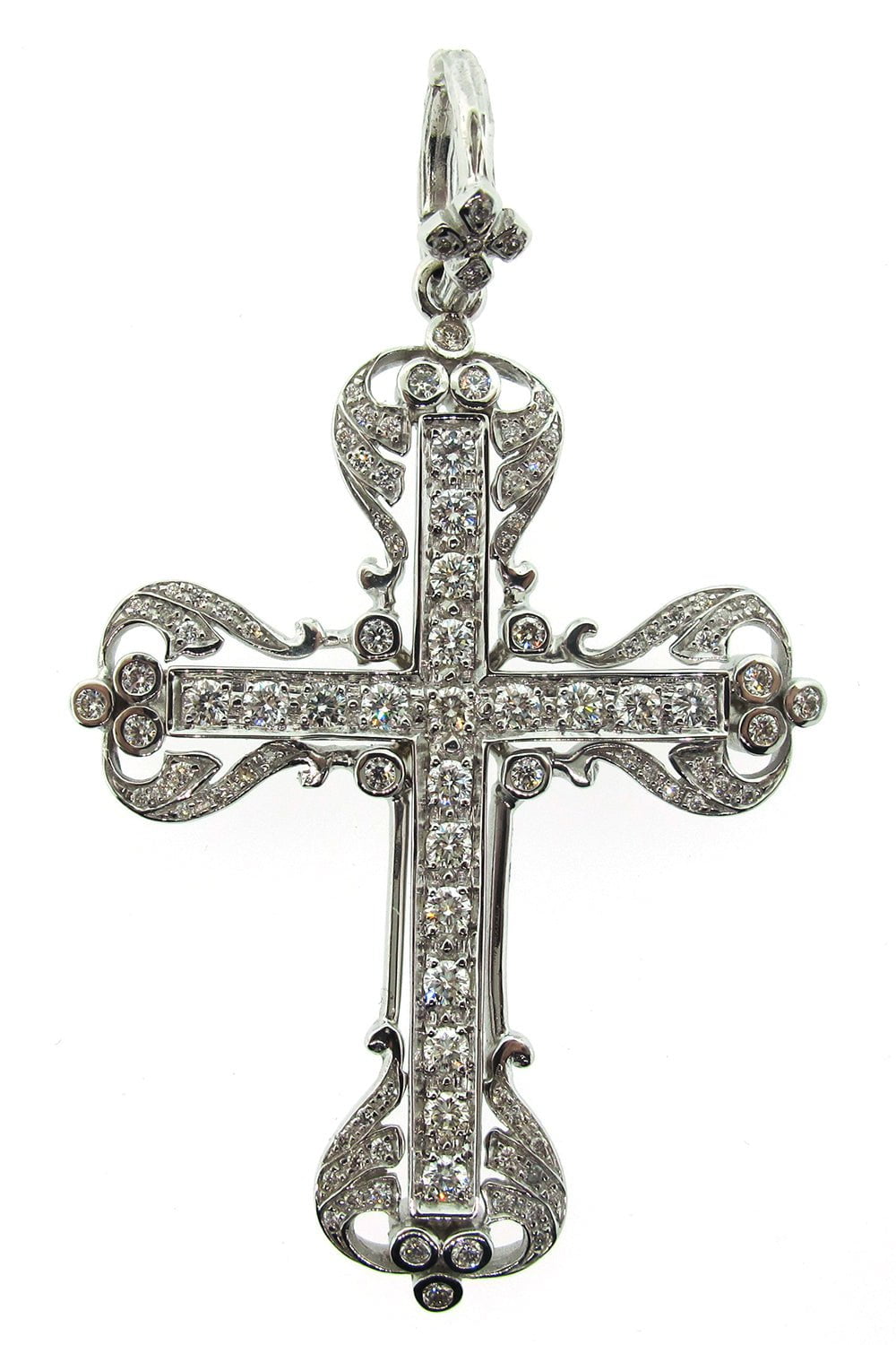 LOREE RODKIN-Small Diamond Cross Pendant-WHITE GOLD