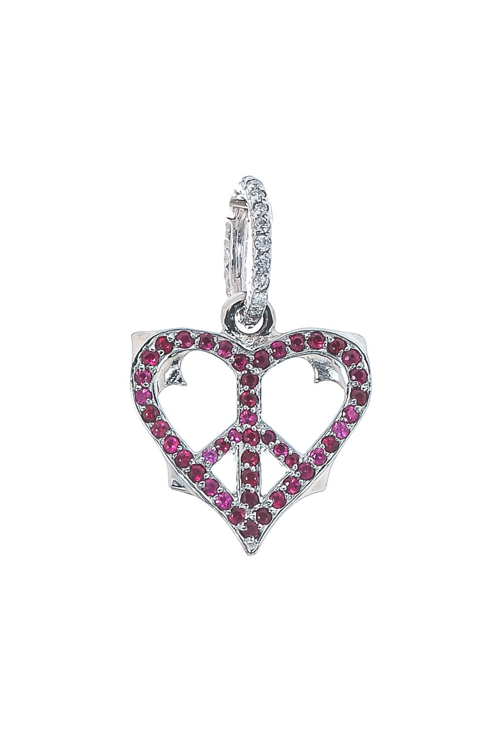 LOREE RODKIN-Small Diamond Ruby Peace Heart Charm-WHITE GOLD