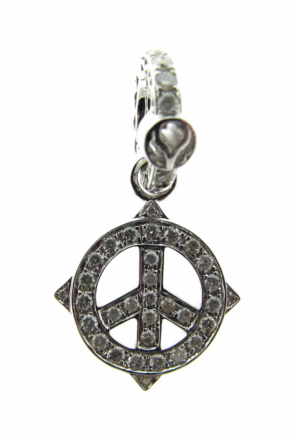 LOREE RODKIN-Small Diamond Peace Sign Pendant-WHITE GOLD