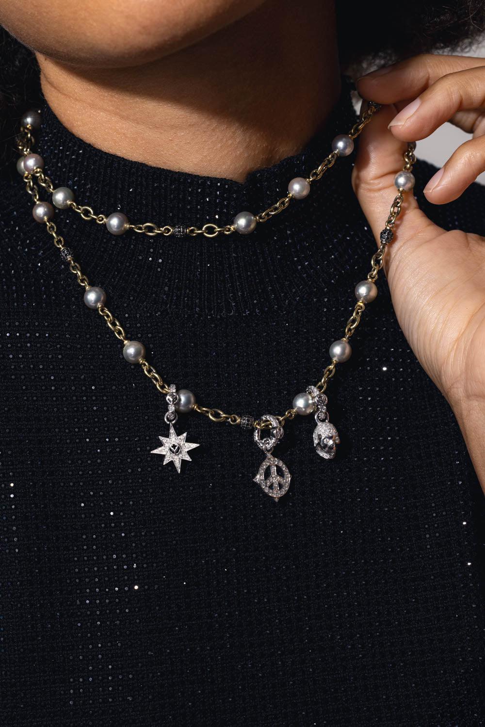 LOREE RODKIN-Small Diamond Starburst Pendant-WHITE GOLD
