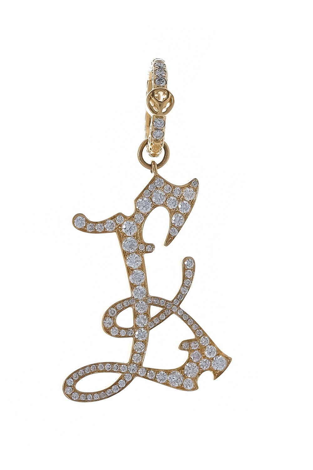 LOREE RODKIN-Gothic Letter Pendant-YELLOW GOLD