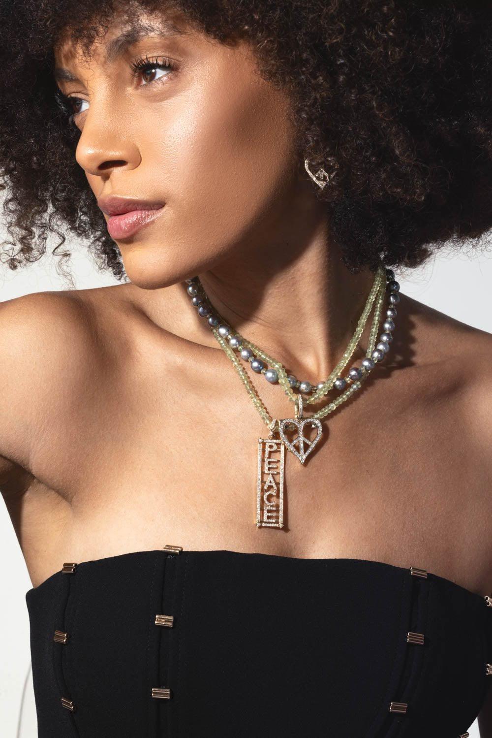 LOREE RODKIN-Peace Rectangle Pendant-YELLOW GOLD