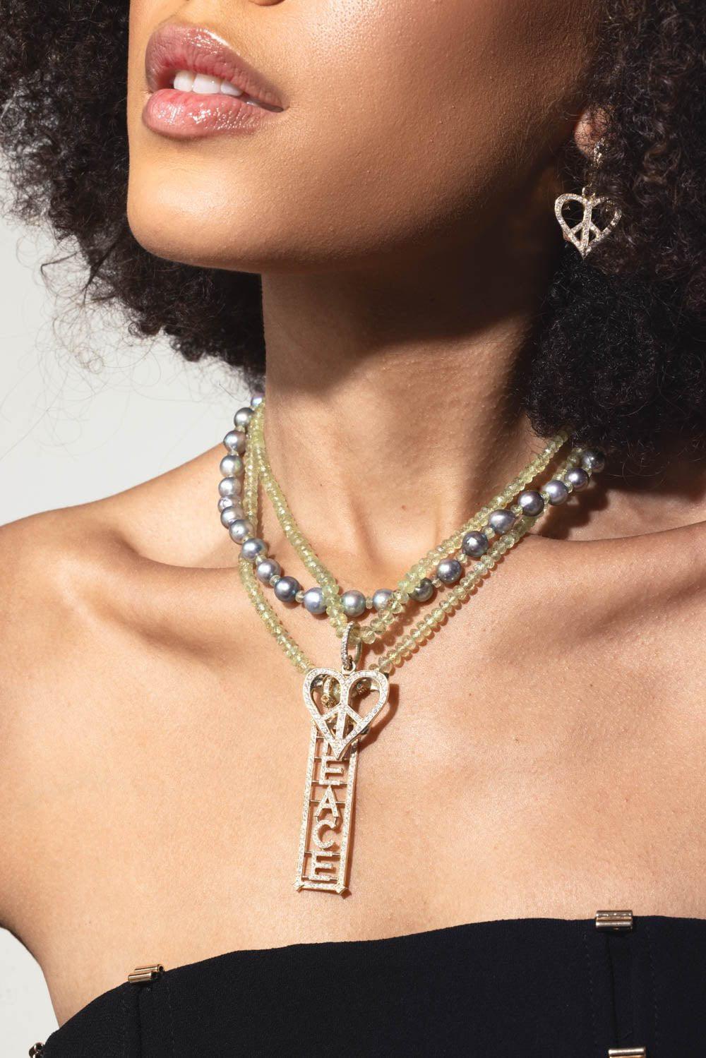 LOREE RODKIN-Peace Rectangle Pendant-YELLOW GOLD