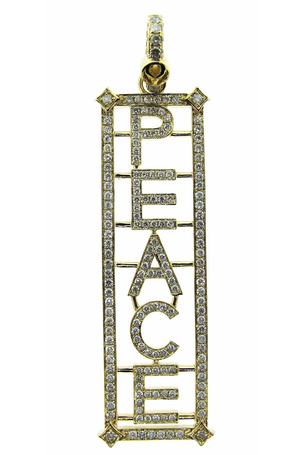LOREE RODKIN-Peace Rectangle Pendant-YELLOW GOLD