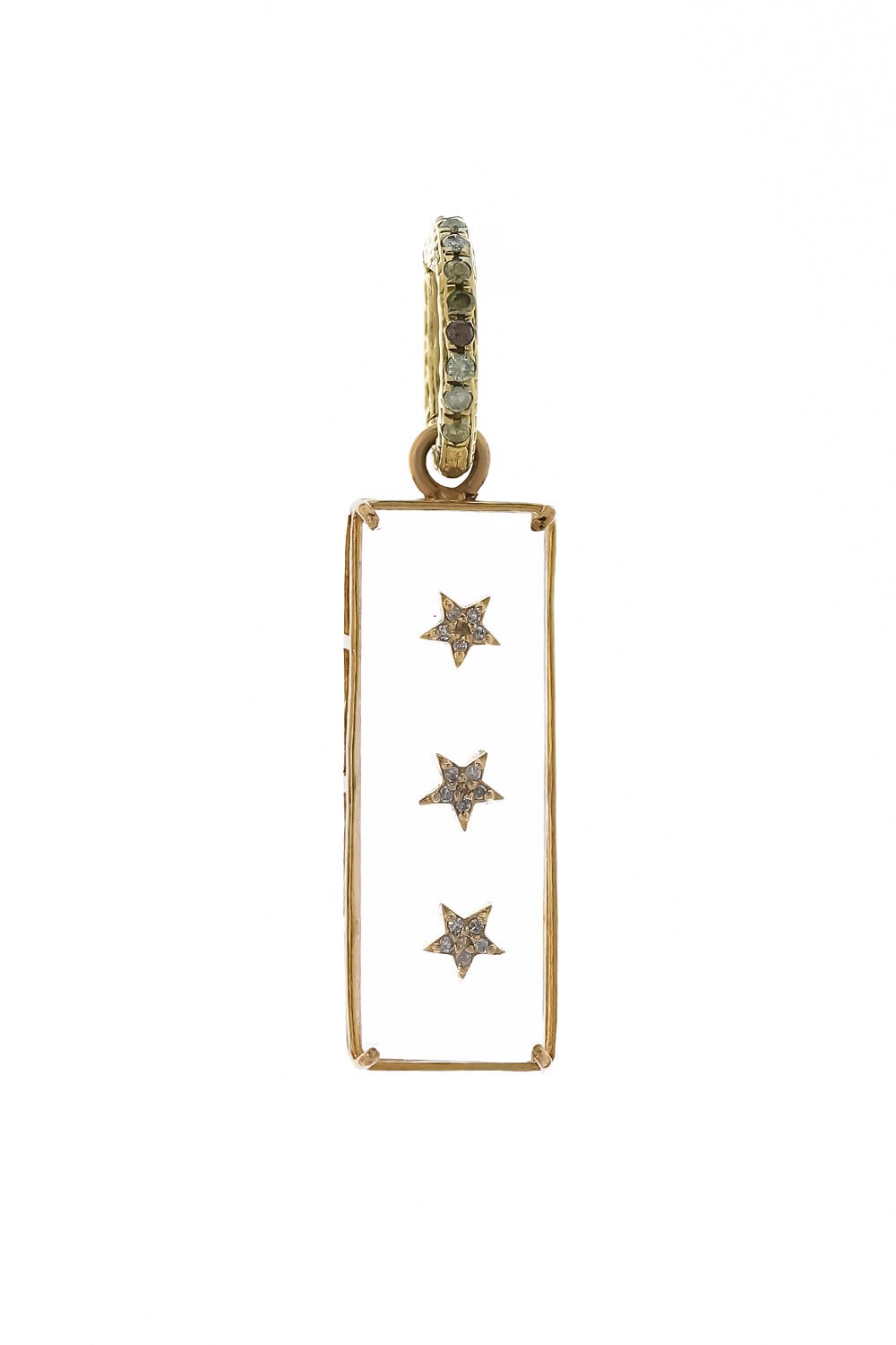 LOREE RODKIN-Rectangular Crystal Stars Pendant-YELLOW GOLD
