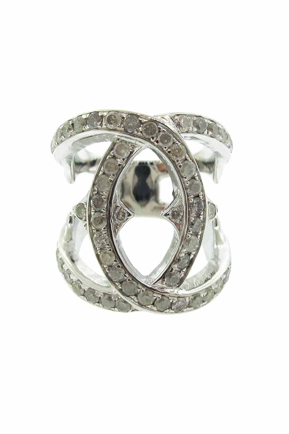 LOREE RODKIN-Small Diamond Interlink Ring-WHITE GOLD